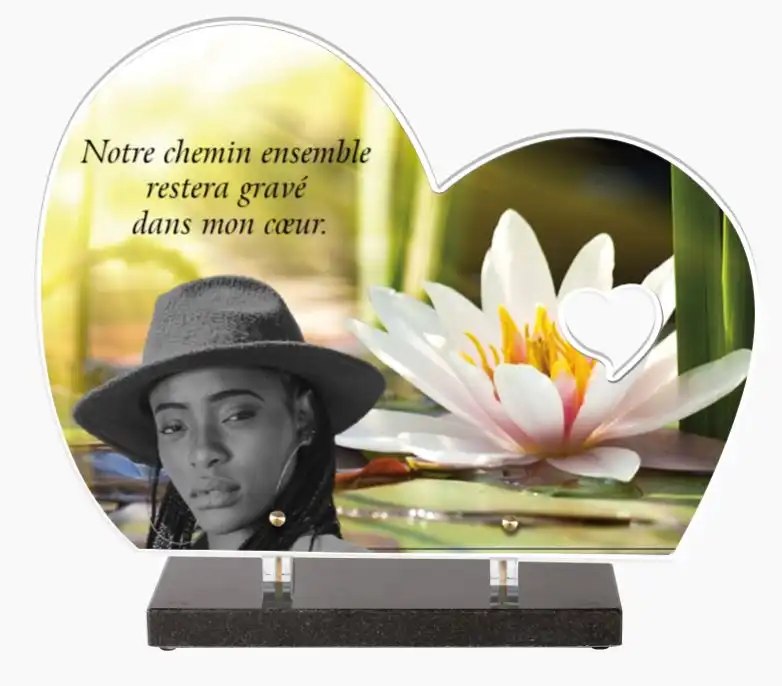 Plaque funéraire Altuglas personnalisée avec photographie