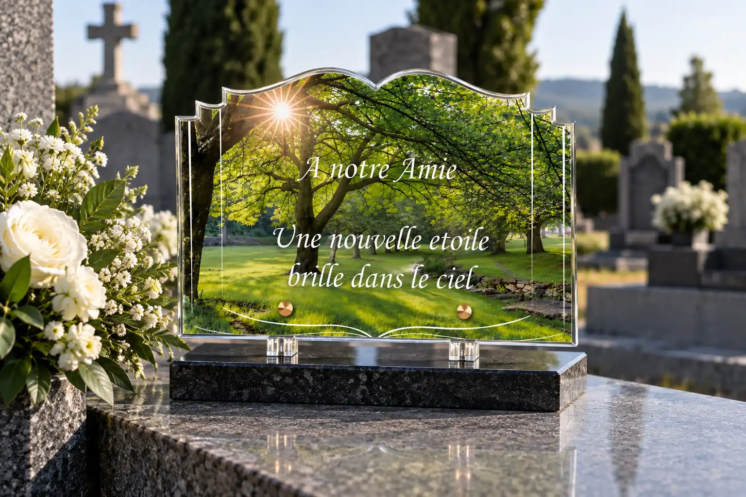 Plaque funéraire en Altuglas personnalisée