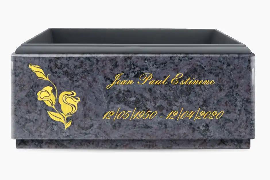 Jardinière funéraire en granit personnalisable, format 50 × 19 × 21 cm