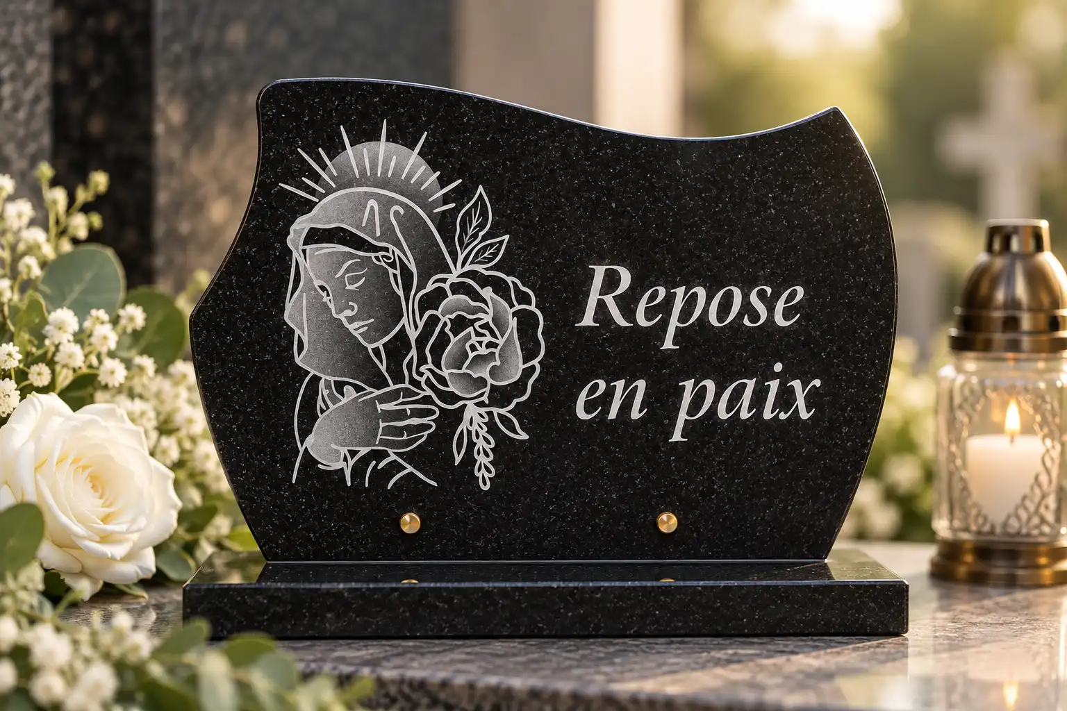 Plaque funéraire en granit personnalisée