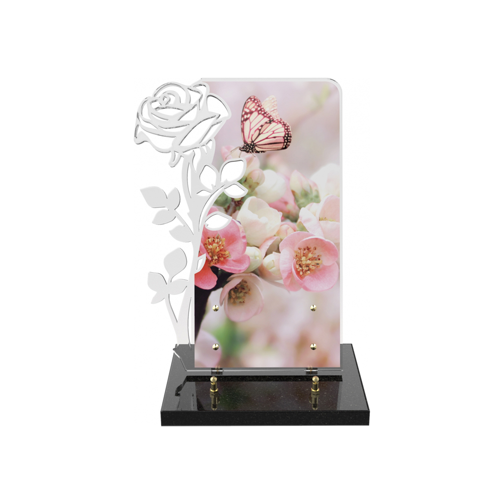 Plaque funéraire CRYSTAL ROSE – Plaques Funéraires Créations® – vue complémentaire