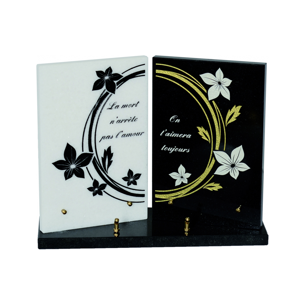 Plaque funéraire BLACK & WHITE – Plaques Funéraires Créations® – vue complémentaire