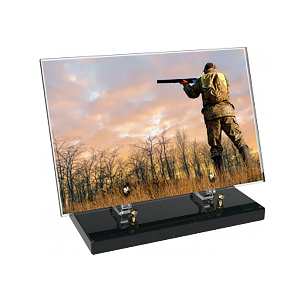 Plaque funéraire Rectangle Altuglas 30x20 - Chasse – Plaques Funéraires Créations® – vue complémentaire
