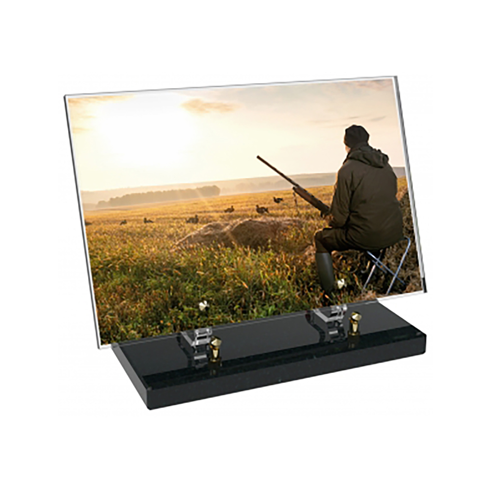 Plaque funéraire Rectangle Altuglas 30x20 - Chasse – Plaques Funéraires Créations® – vue complémentaire