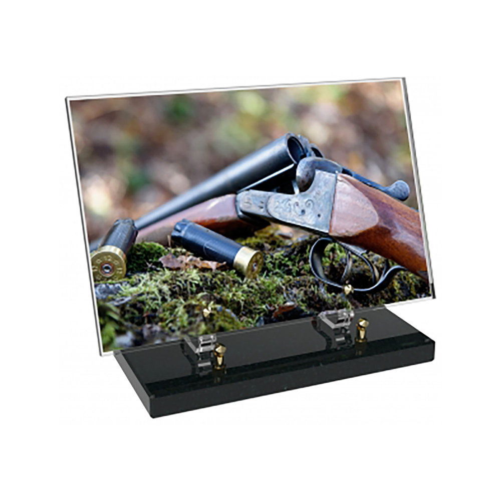 Plaque funéraire Rectangle Altuglas 30x20 - Chasse – Plaques Funéraires Créations® – vue complémentaire