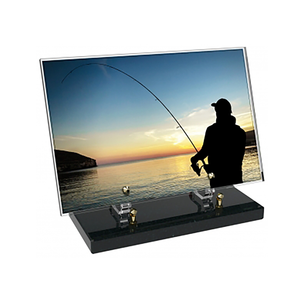 Plaque funéraire Rectangle Altuglas 30x20 - Pêche – Plaques Funéraires Créations® – vue complémentaire