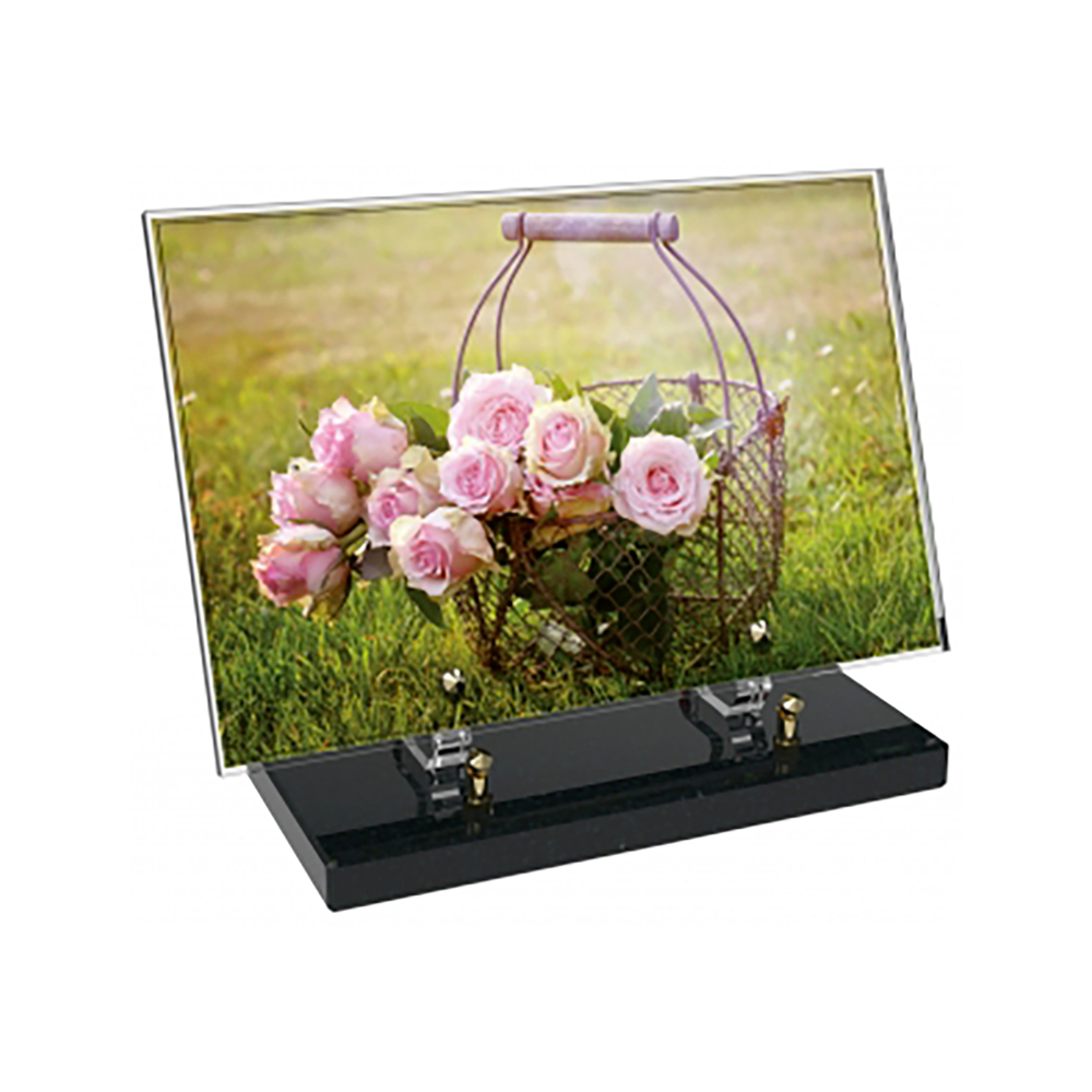 Plaque funéraire Rectangle Altuglas 30x20 - Fleurs – Plaques Funéraires Créations® – vue complémentaire