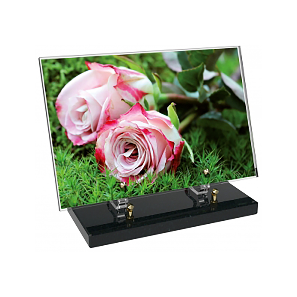 Plaque funéraire Rectangle Altuglas 30x20 - Fleurs – Plaques Funéraires Créations® – vue complémentaire