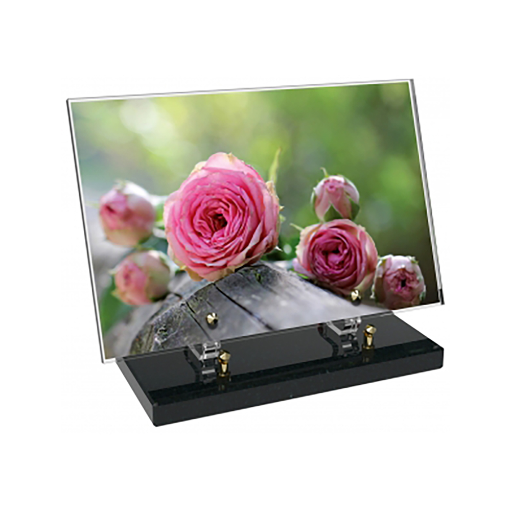 Plaque funéraire Rectangle Altuglas 30x20 - Fleurs – Plaques Funéraires Créations® – vue complémentaire