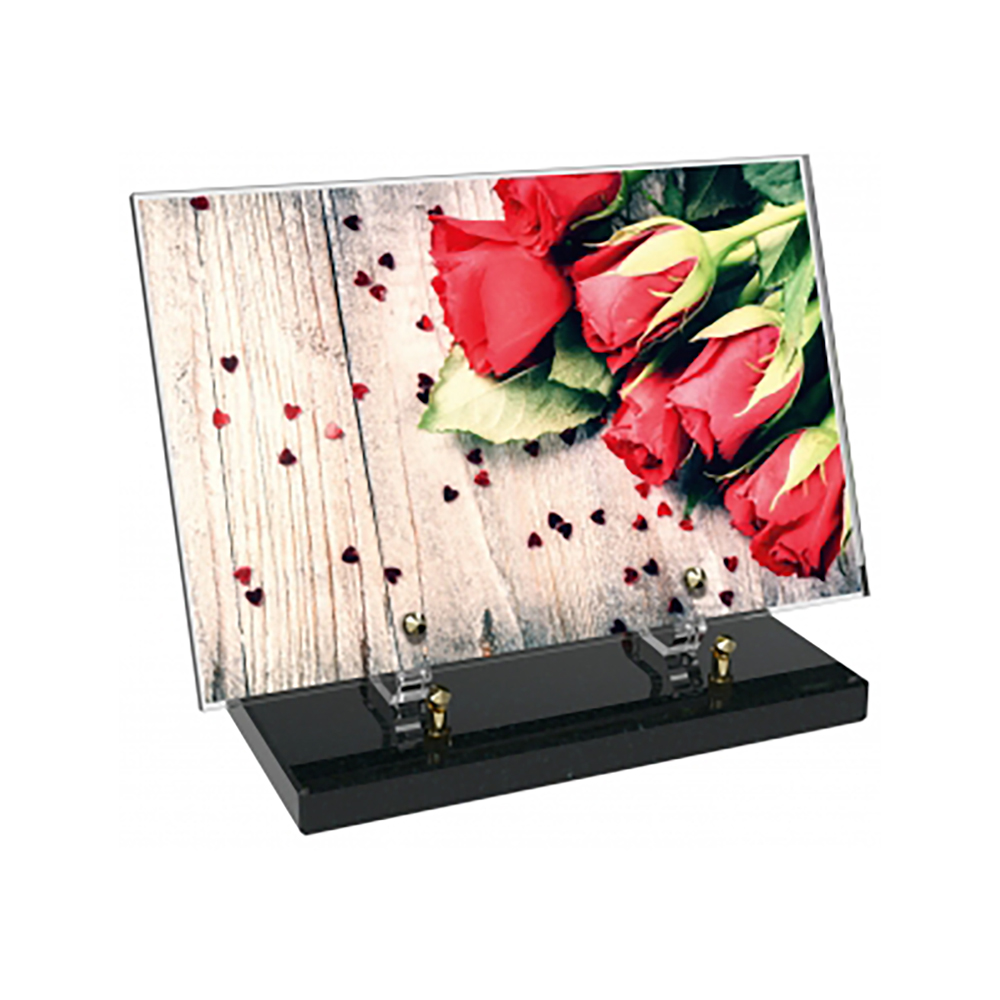 Plaque funéraire Rectangle Altuglas 30x20 - Fleurs – Plaques Funéraires Créations® – vue complémentaire