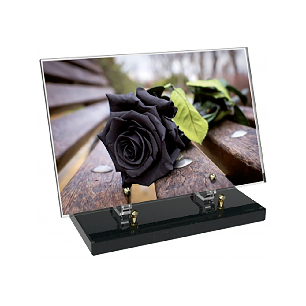 Plaque funéraire Rectangle Altuglas 30x20 - Fleurs – Plaques Funéraires Créations® – vue complémentaire