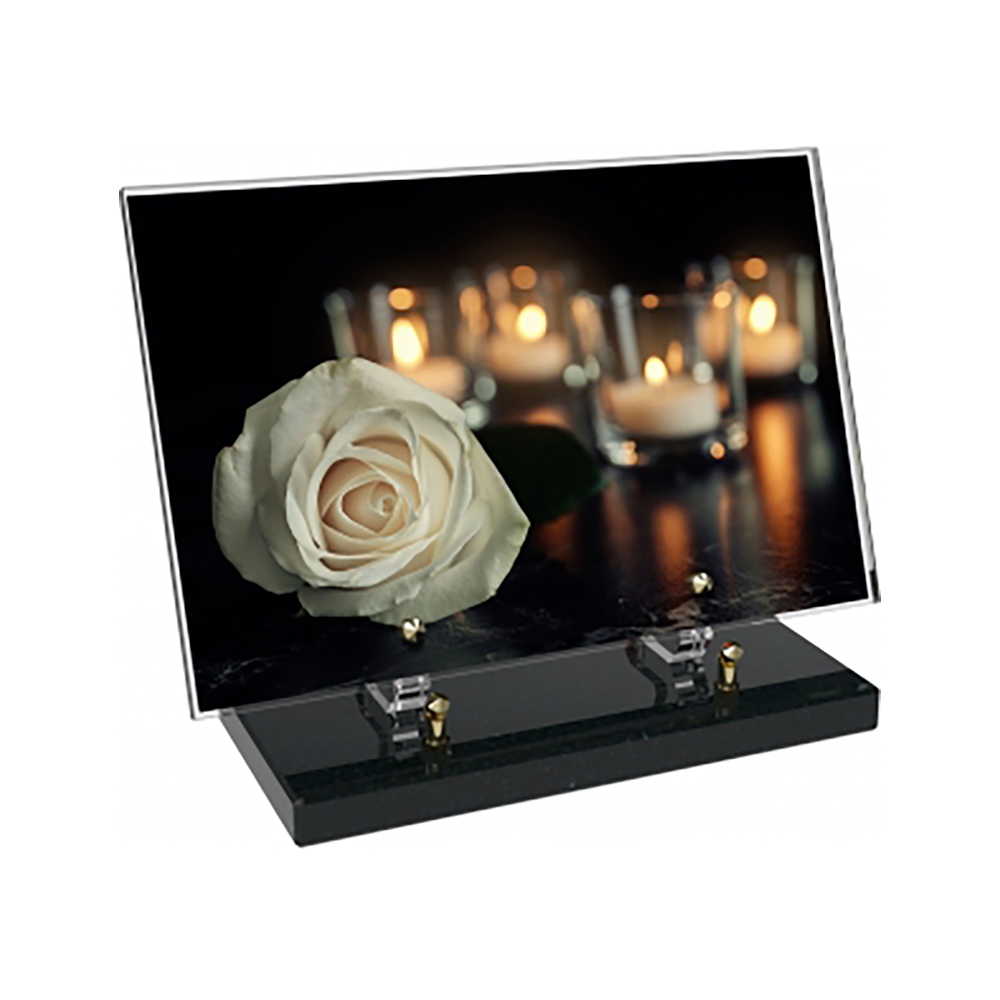 Plaque funéraire Rectangle Altuglas 30x20 - Fleurs – Plaques Funéraires Créations® – vue complémentaire