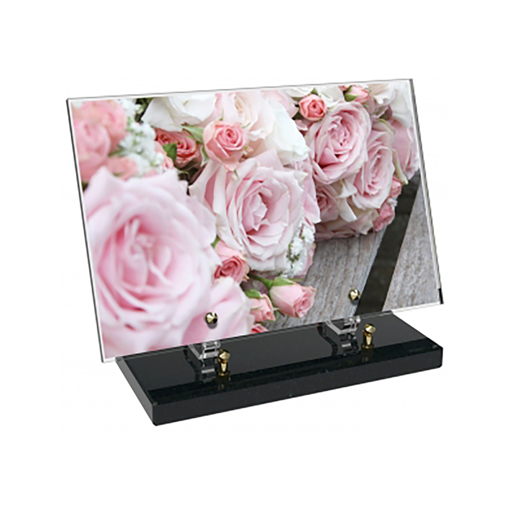 Plaque funéraire Rectangle Altuglas 30x20 - Fleurs – Plaques Funéraires Créations® – vue complémentaire