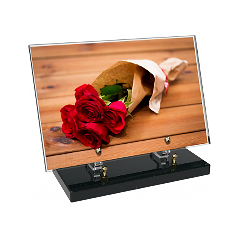 Plaque funéraire Rectangle Altuglas 30x20 - Fleurs – Plaques Funéraires Créations® – vue complémentaire