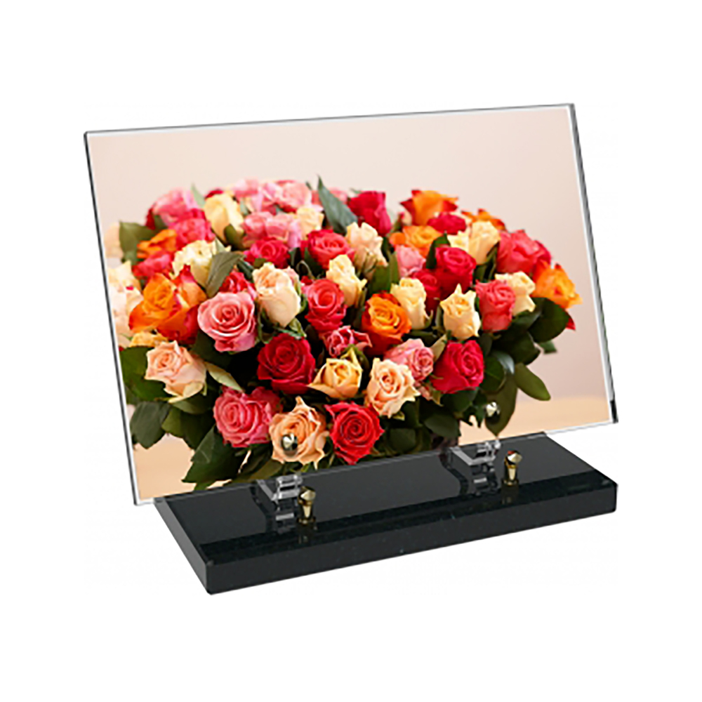 Plaque funéraire Rectangle Altuglas 30x20 - Fleurs – Plaques Funéraires Créations® – vue complémentaire