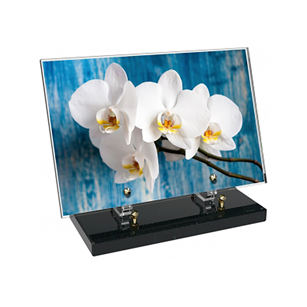 Plaque funéraire Rectangle Altuglas 30x20 - Fleurs – Plaques Funéraires Créations® – vue complémentaire