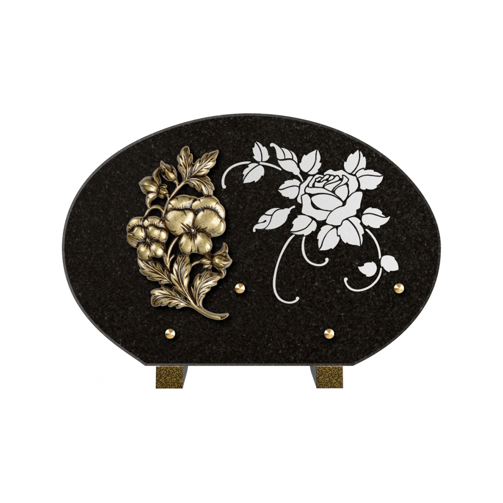 Plaque funéraire Forme 1 Granit Sablée Blanc 30x20 – Plaques Funéraires Créations® – vue complémentaire