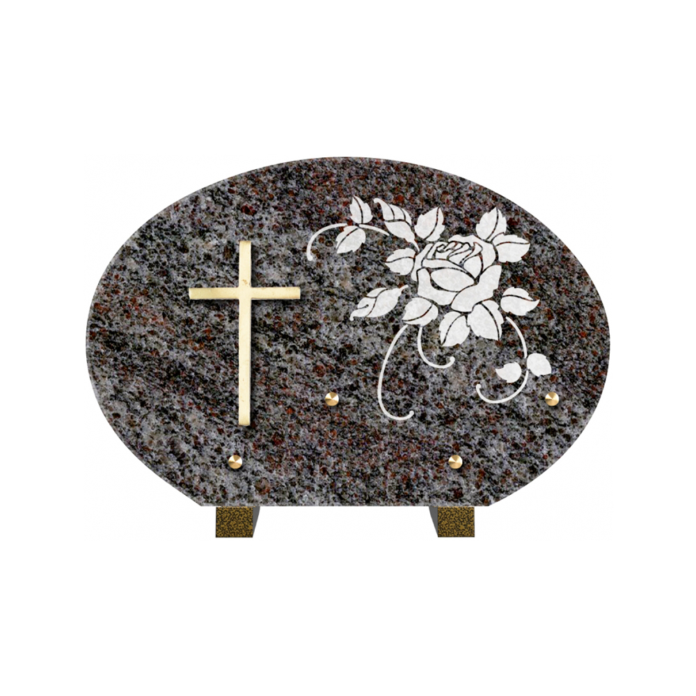 Plaque funéraire Forme 1 Granit Sablée Blanc 30x20 – Plaques Funéraires Créations® – vue complémentaire