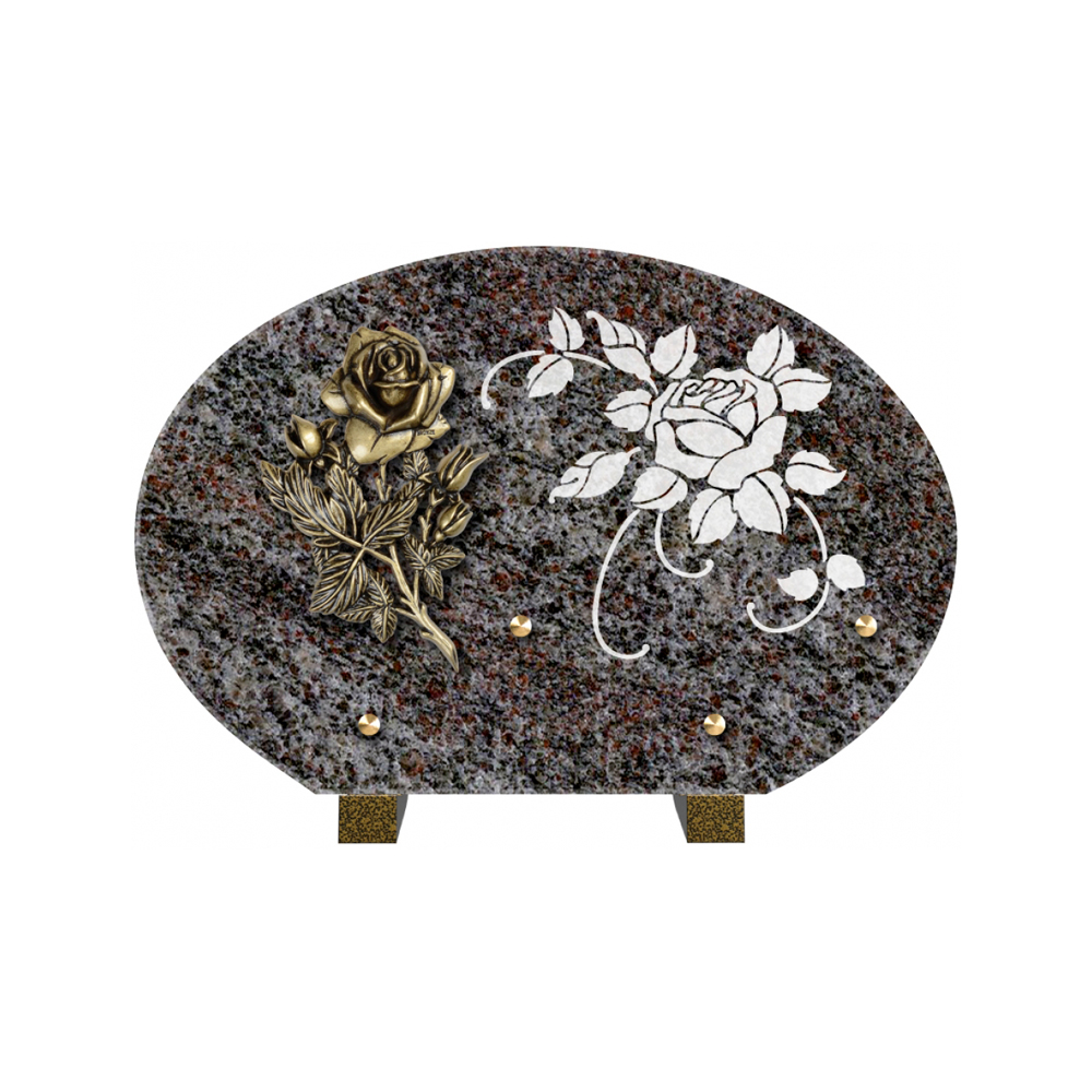 Plaque funéraire Forme 1 Granit Sablée Blanc 30x20 – Plaques Funéraires Créations® – vue complémentaire