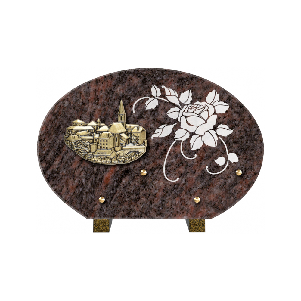 Plaque funéraire Forme 1 Granit Sablée Blanc 30x20 – Plaques Funéraires Créations® – vue complémentaire
