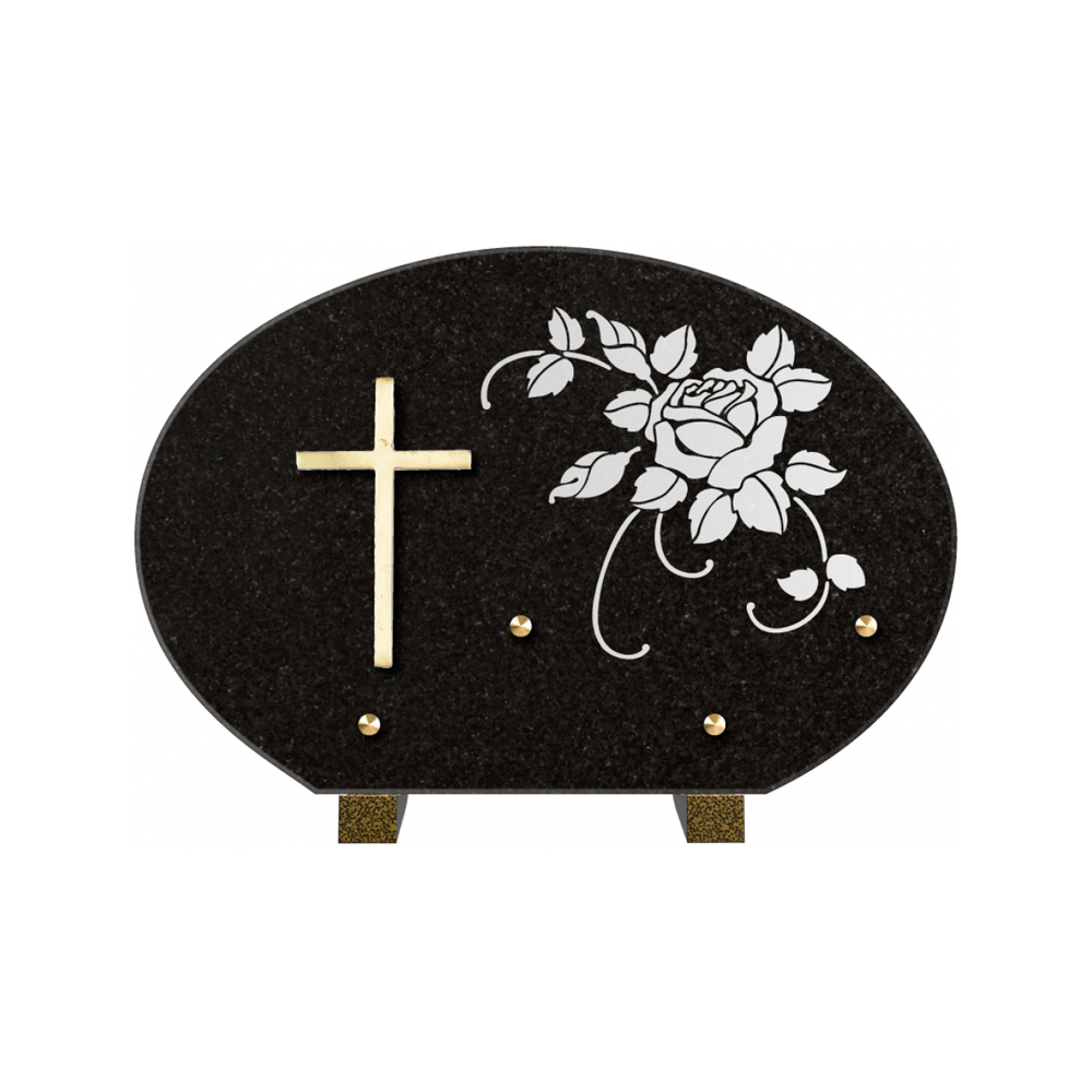 Plaque funéraire Forme 1 Granit Sablée Blanc 30x20 – Plaques Funéraires Créations® – vue complémentaire