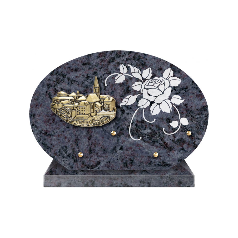 Plaque funéraire Forme 1 Granit Sablée Blanc 30x20 – Plaques Funéraires Créations® – vue complémentaire
