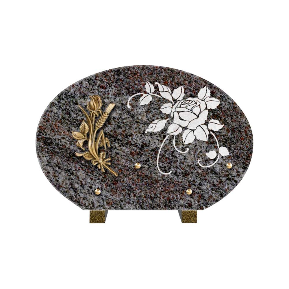 Plaque funéraire Forme 1 Granit Sablée Blanc 30x20 – Plaques Funéraires Créations® – vue complémentaire