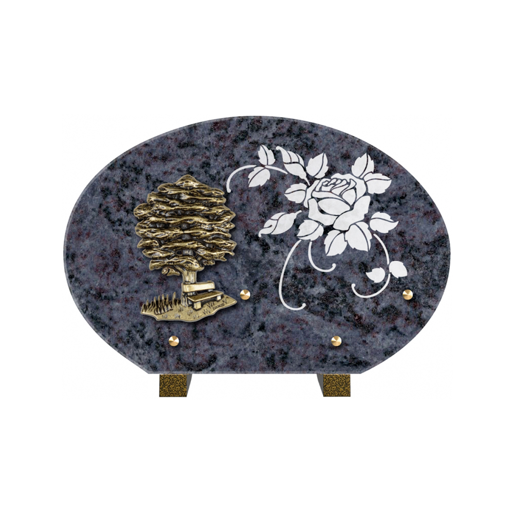 Plaque funéraire Forme 1 Granit Sablée Blanc 30x20 – Plaques Funéraires Créations® – vue complémentaire