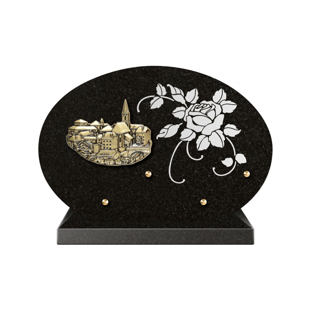 Plaque funéraire Forme 1 Granit Sablée Blanc 30x20 – Plaques Funéraires Créations® – vue complémentaire