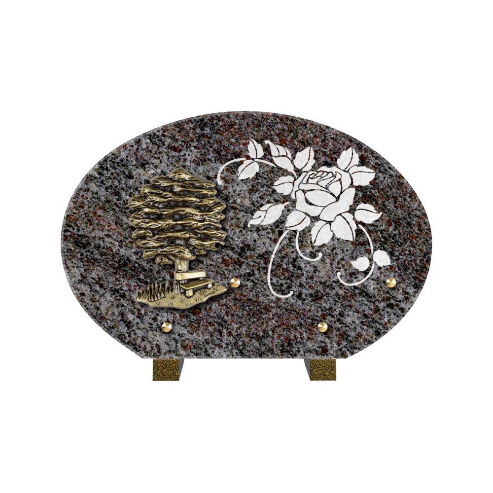 Plaque funéraire Forme 1 Granit Sablée Blanc 30x20 – Plaques Funéraires Créations® – vue complémentaire