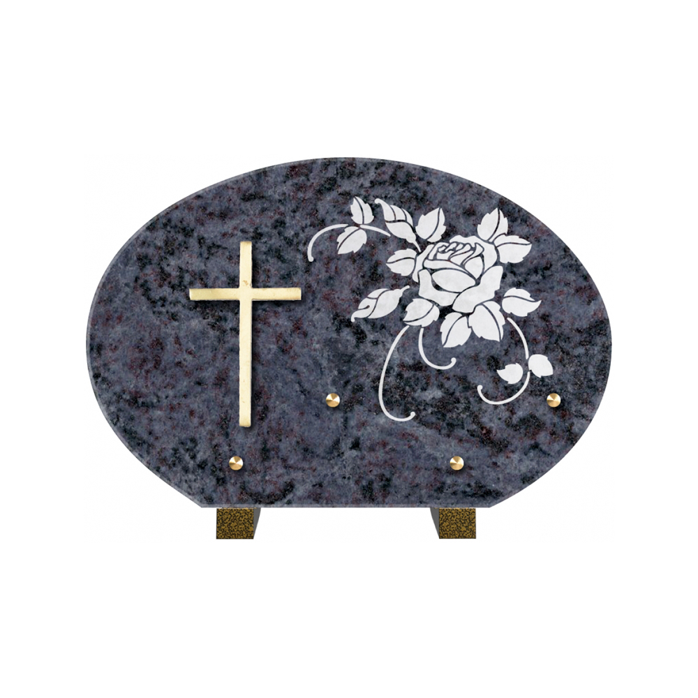 Plaque funéraire Forme 1 Granit Sablée Blanc 30x20 – Plaques Funéraires Créations® – vue complémentaire