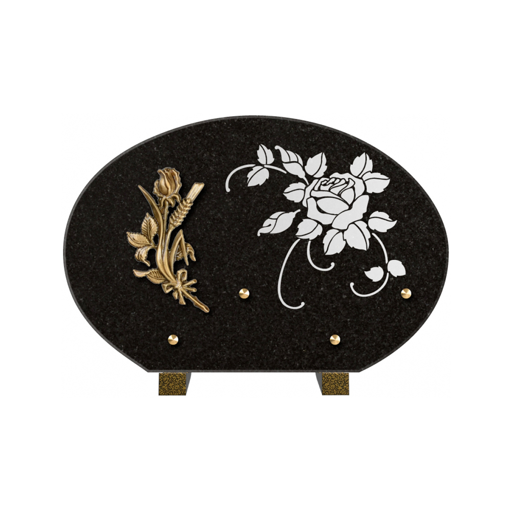 Plaque funéraire Forme 1 Granit Sablée Blanc 30x20 – Plaques Funéraires Créations® – vue complémentaire