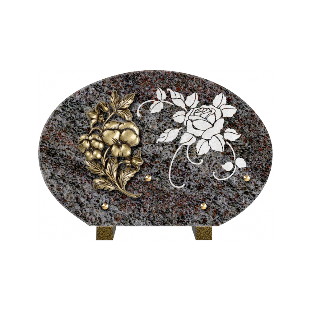 Plaque funéraire Forme 1 Granit Sablée Blanc 30x20 – Plaques Funéraires Créations® – vue complémentaire