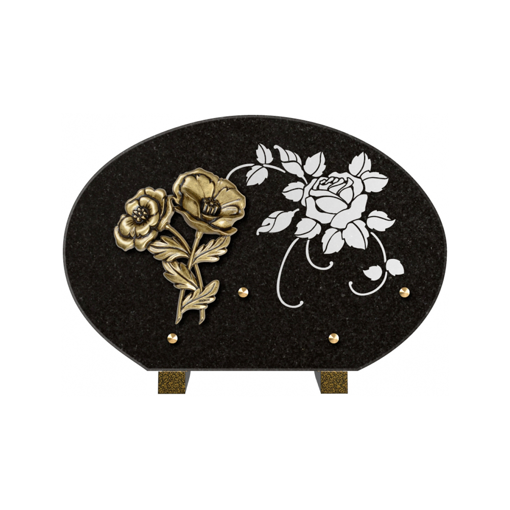 Plaque funéraire Forme 1 Granit Sablée Blanc 30x20 – Plaques Funéraires Créations® – vue complémentaire