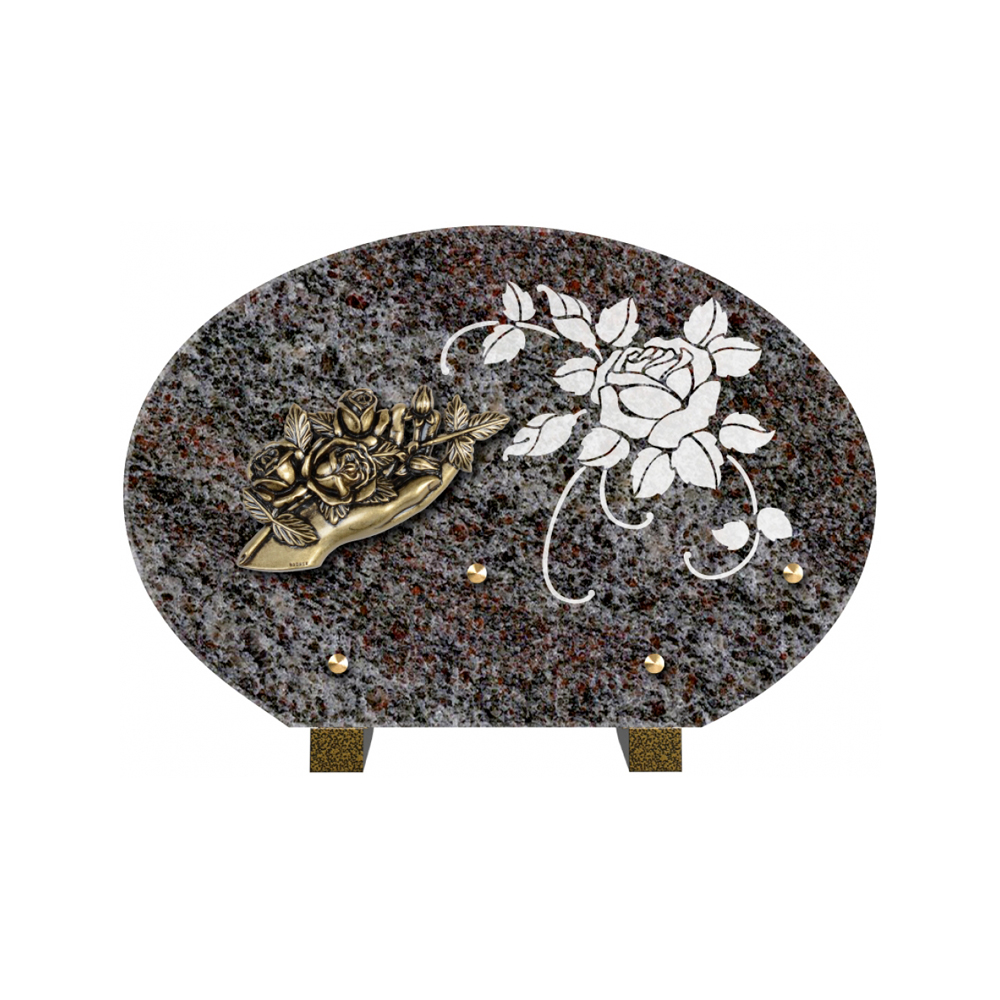 Plaque funéraire Forme 1 Granit Sablée Blanc 30x20 – Plaques Funéraires Créations® – vue complémentaire