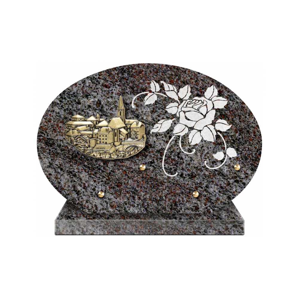 Plaque funéraire Forme 1 Granit Sablée Blanc 30x20 – Plaques Funéraires Créations® – vue complémentaire