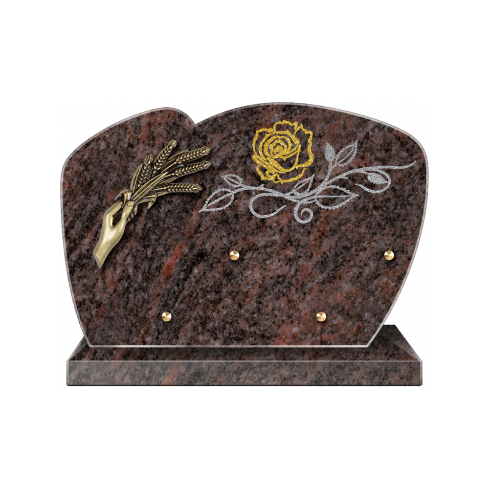 Plaque funéraire Forme 1 Granit Sablée Doré et Argenté 30x20 – Plaques Funéraires Créations® – vue complémentaire