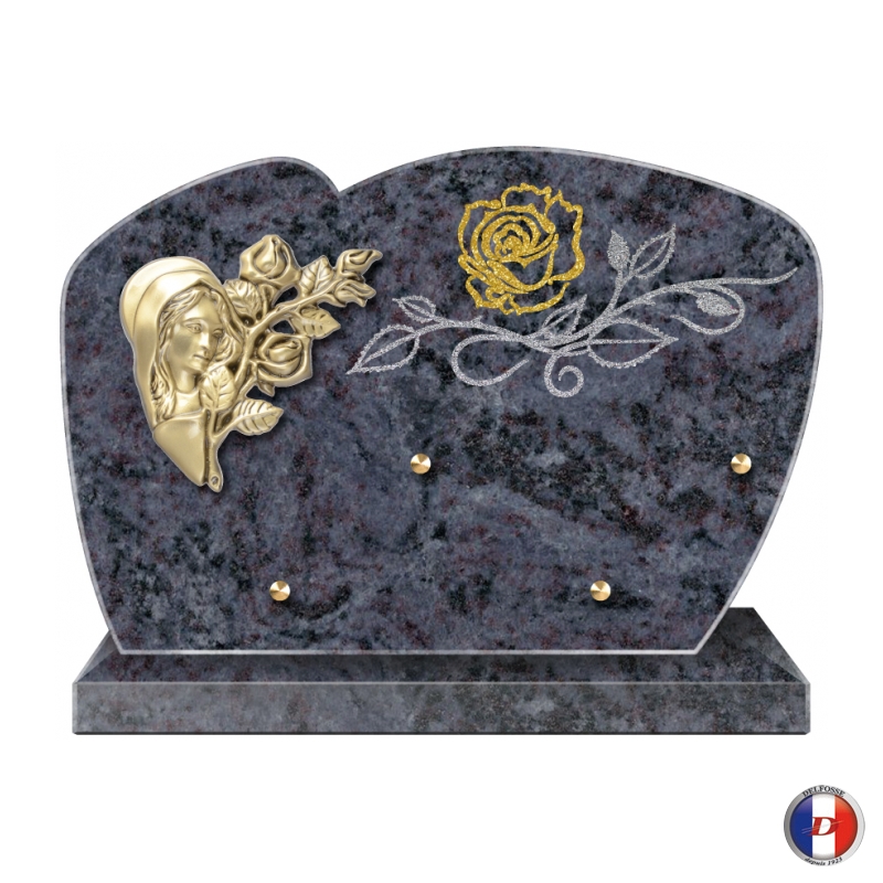 Plaque funéraire Forme 1 Granit Sablée Doré et Argenté 30x20 – Plaques Funéraires Créations®