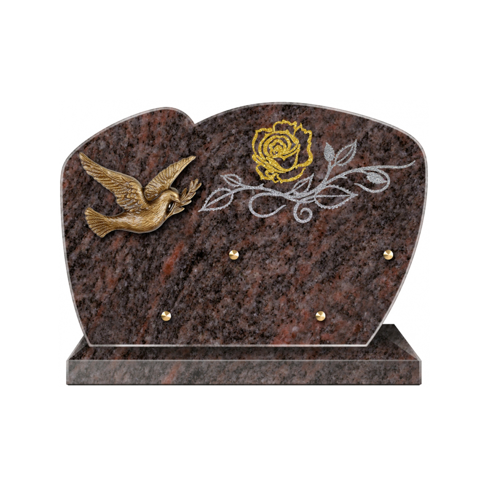 Plaque funéraire Forme 1 Granit Sablée Doré et Argenté 30x20 – Plaques Funéraires Créations® – vue complémentaire