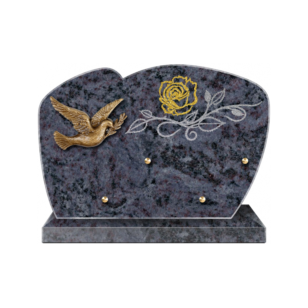 Plaque funéraire Forme 1 Granit Sablée Doré et Argenté 30x20 – Plaques Funéraires Créations® – vue complémentaire