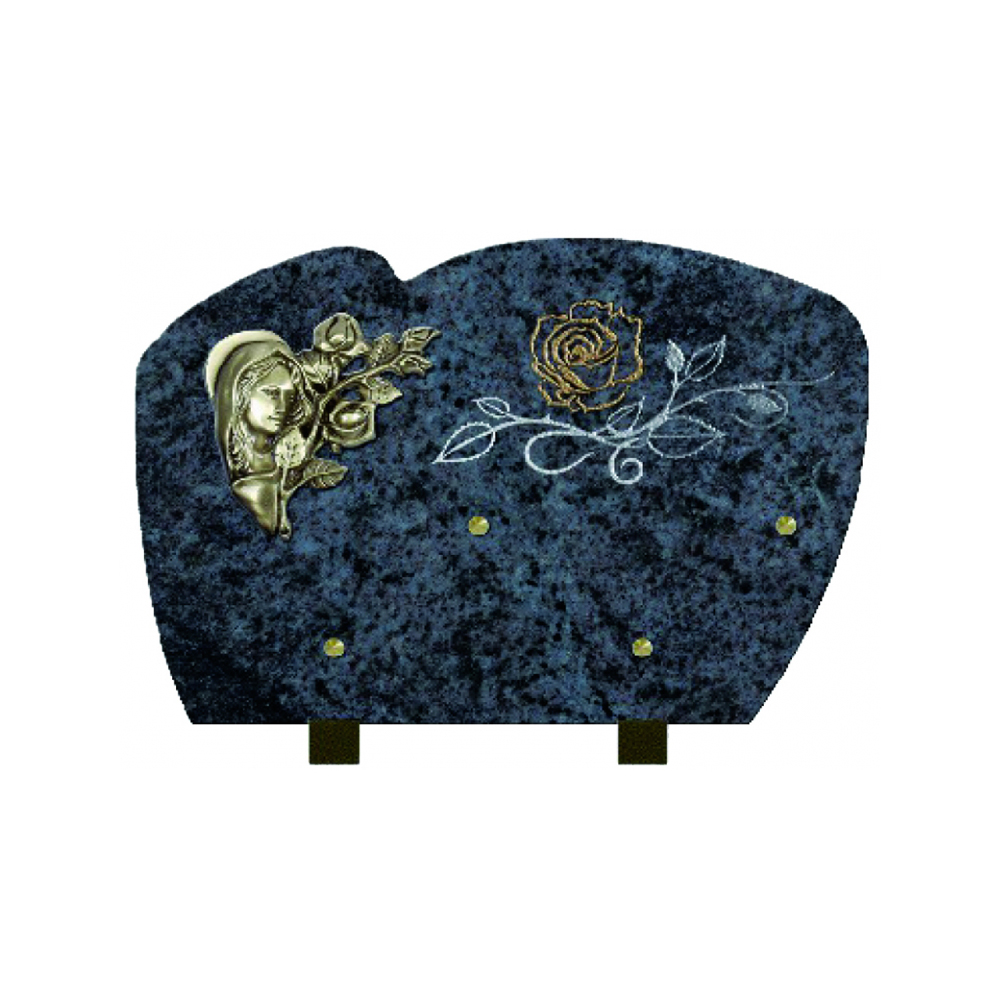 Plaque funéraire Forme 1 Granit Sablée Doré et Argenté 30x20 – Plaques Funéraires Créations® – vue complémentaire