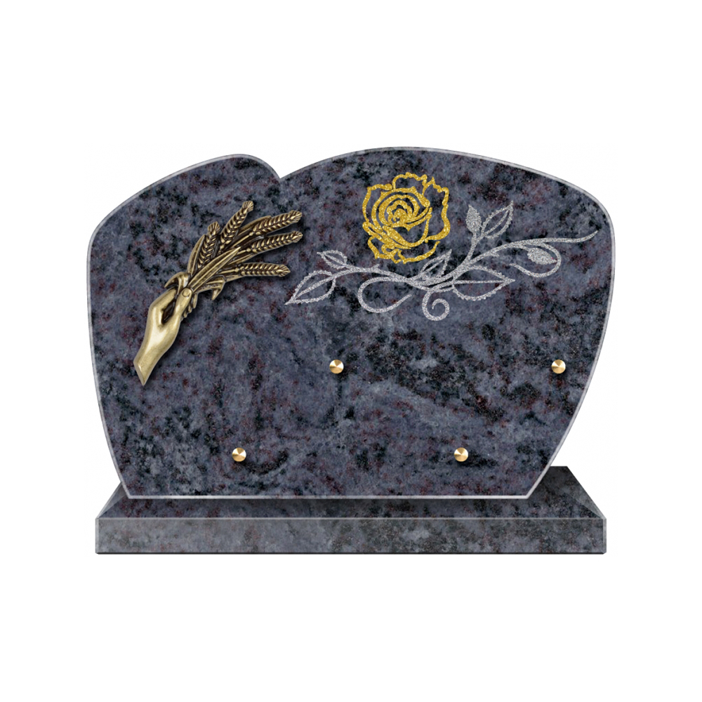 Plaque funéraire Forme 1 Granit Sablée Doré et Argenté 30x20 – Plaques Funéraires Créations® – vue complémentaire