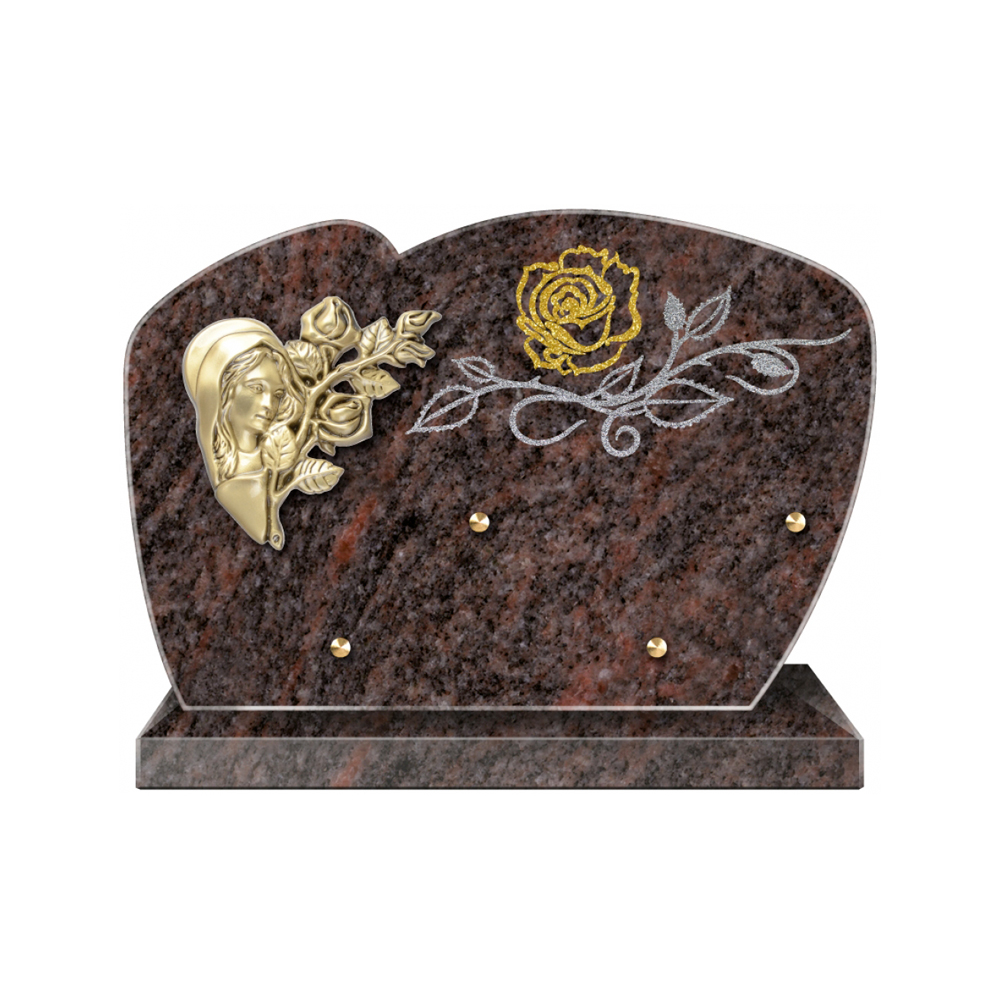 Plaque funéraire Forme 1 Granit Sablée Doré et Argenté 30x20 – Plaques Funéraires Créations® – vue complémentaire