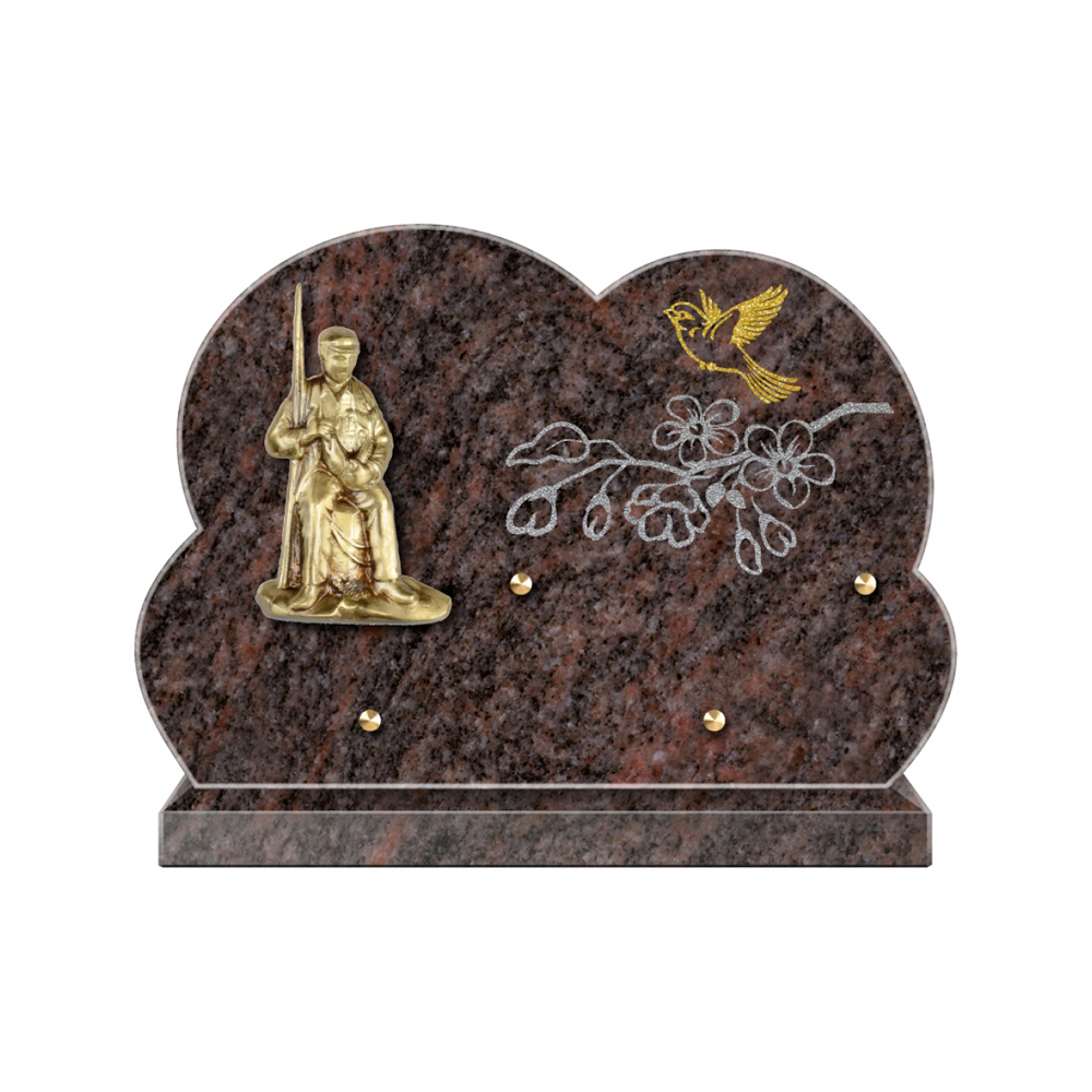 Plaque funéraire Forme 2 Granit Sablée Doré et Argenté 30x20 – Plaques Funéraires Créations® – vue complémentaire