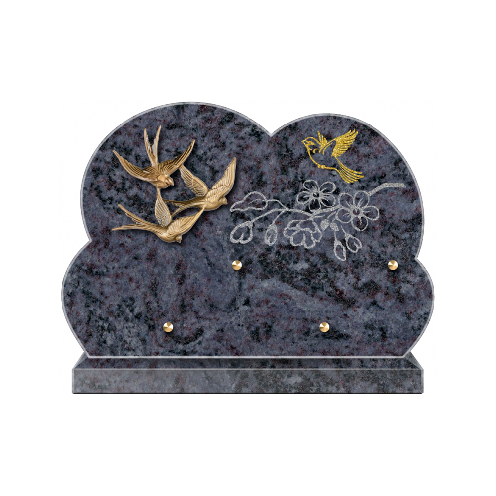 Plaque funéraire Forme 2 Granit Sablée Doré et Argenté 30x20 – Plaques Funéraires Créations®