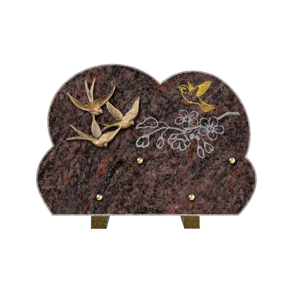 Plaque funéraire Forme 2 Granit Sablée Doré et Argenté 30x20 – Plaques Funéraires Créations® – vue complémentaire