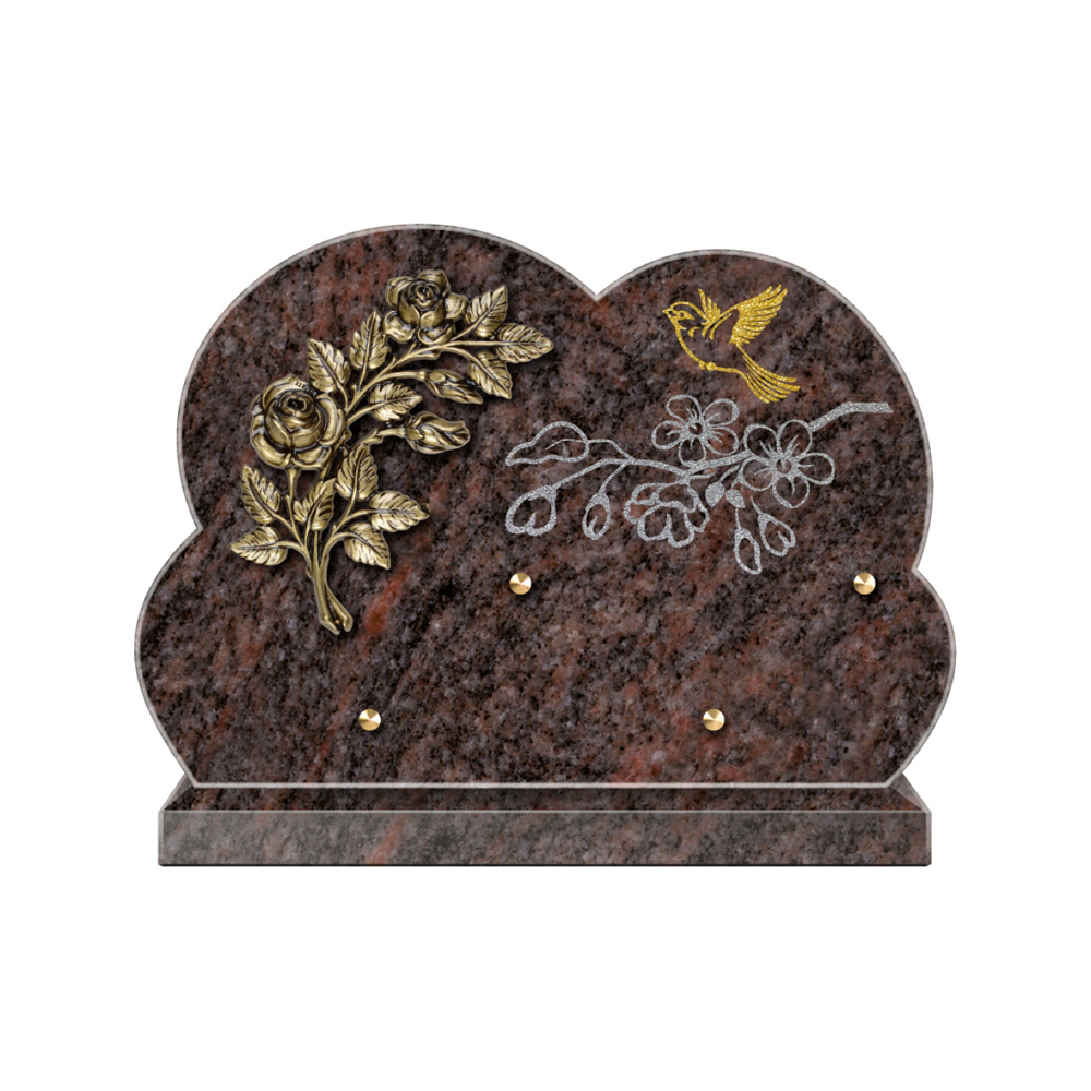 Plaque funéraire Forme 2 Granit Sablée Doré et Argenté 30x20 – Plaques Funéraires Créations® – vue complémentaire