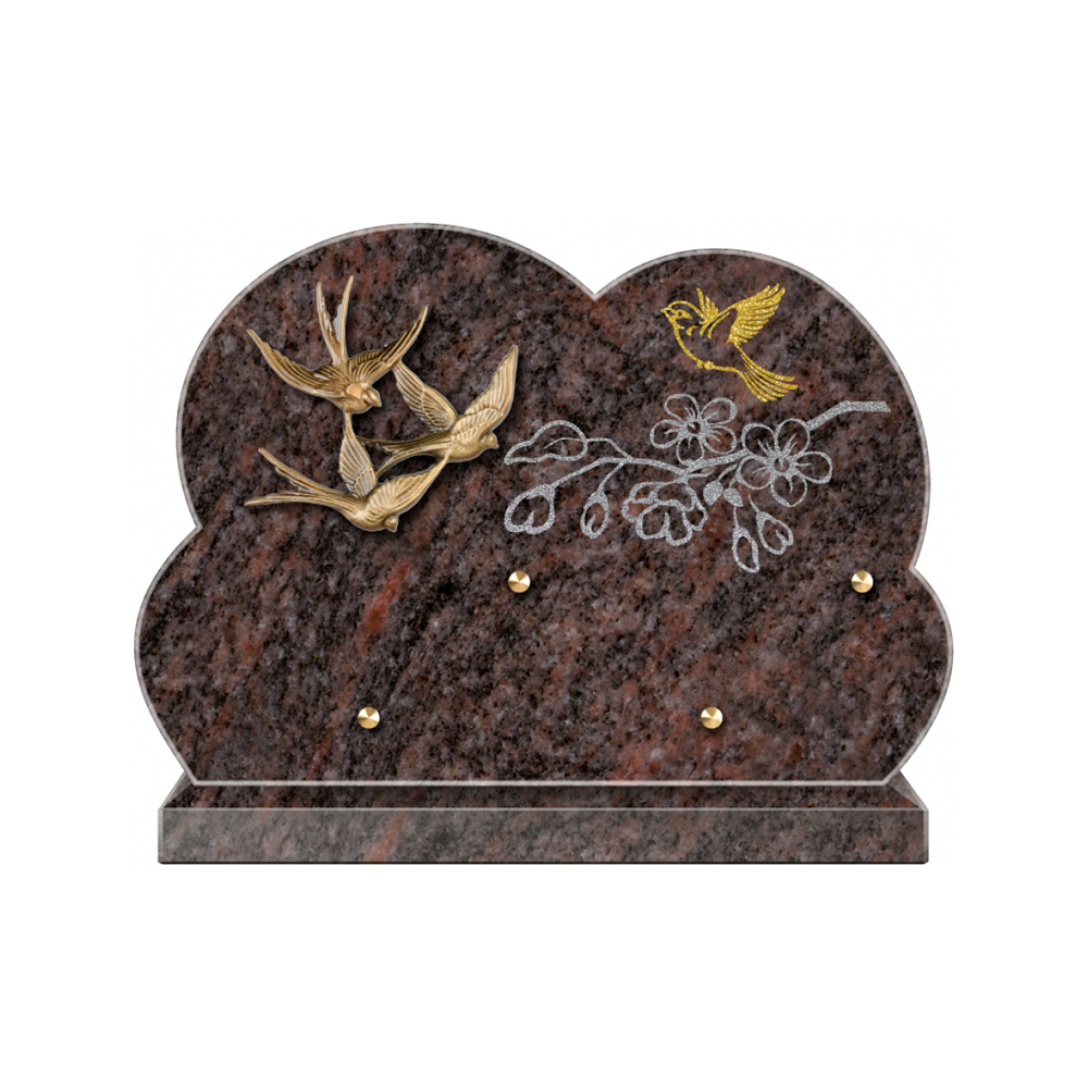 Plaque funéraire Forme 2 Granit Sablée Doré et Argenté 30x20 – Plaques Funéraires Créations® – vue complémentaire
