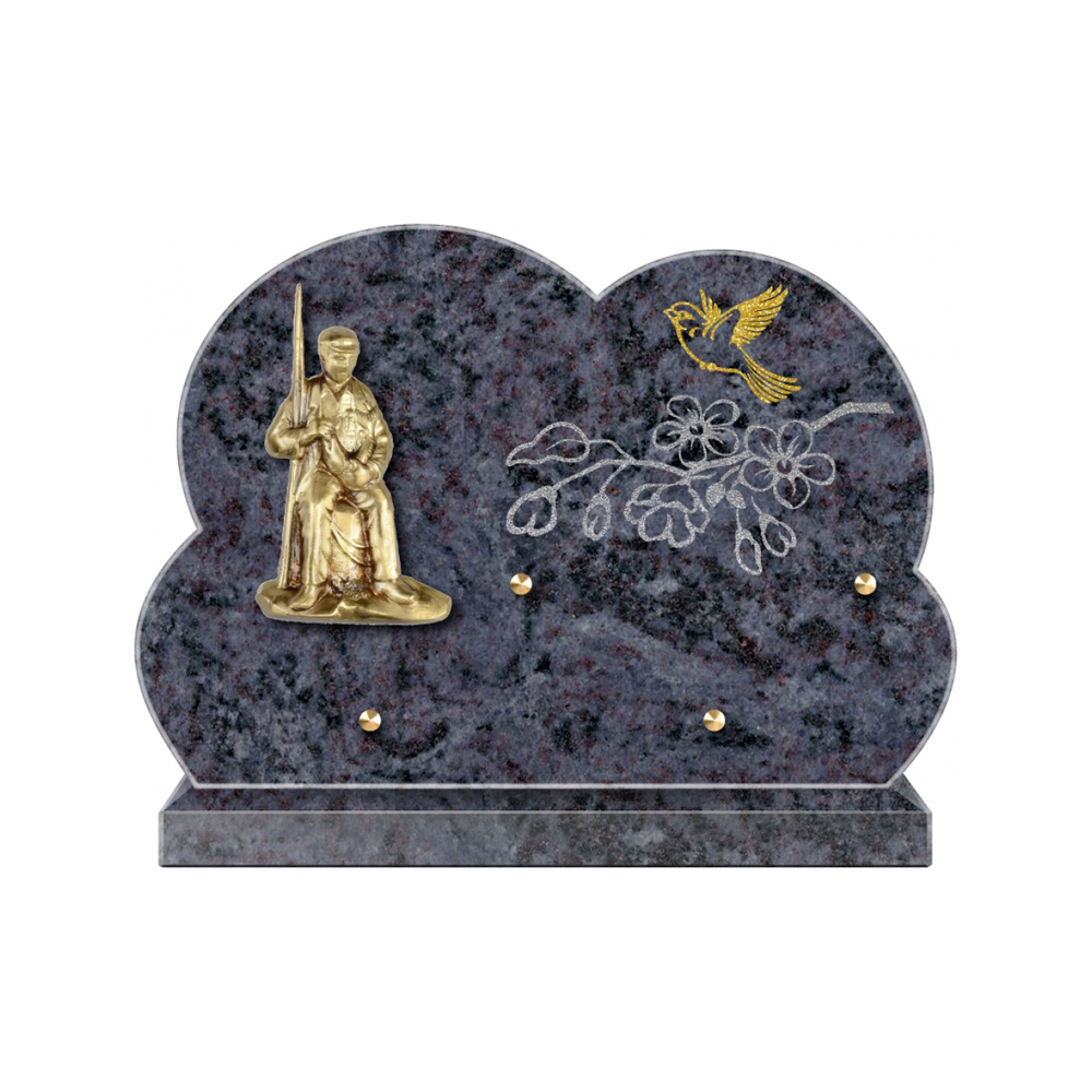 Plaque funéraire Forme 2 Granit Sablée Doré et Argenté 30x20 – Plaques Funéraires Créations® – vue complémentaire