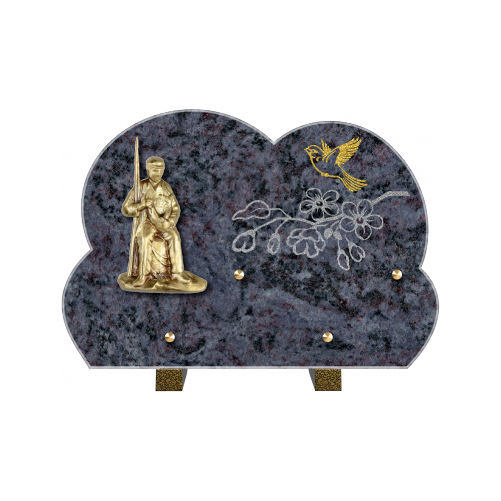 Plaque funéraire Forme 2 Granit Sablée Doré et Argenté 30x20 – Plaques Funéraires Créations® – vue complémentaire